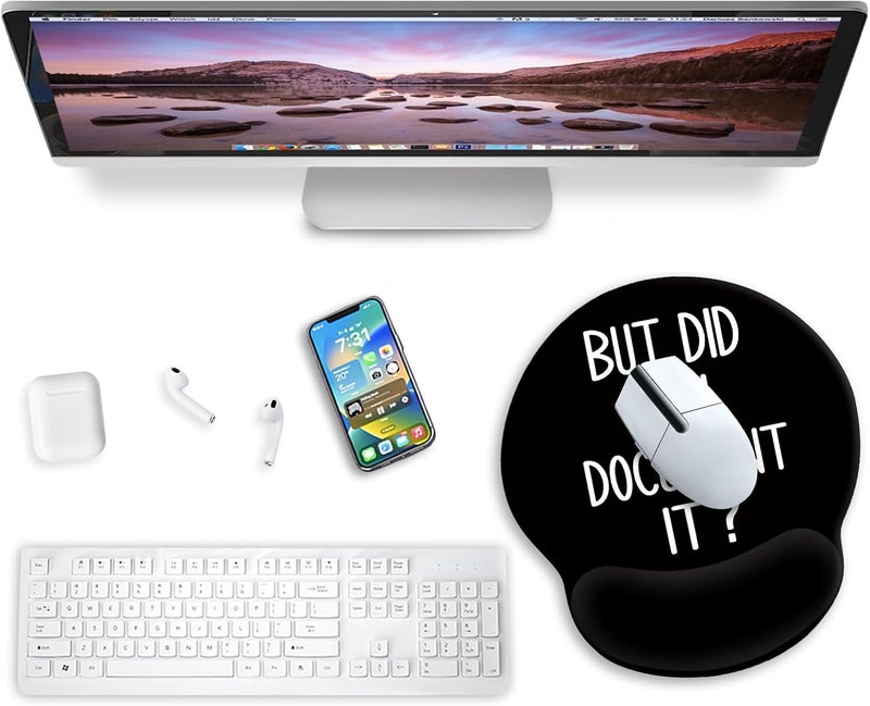 Blusabaca Funny Mouse Pad with Wrist Rest, Ergonomic Mouse Pads Wrist Support for Desk, Gaming Mousepad for Wireless Mouse Work Desk Accessories Office Supplies Decor But Did You Document It Black - Image 2